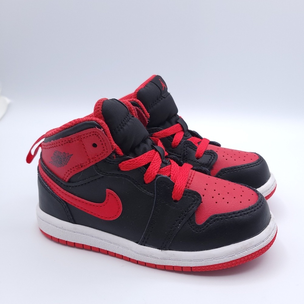 Nike Air Jordan 1 Mid Shoes Toddler C Alternate Bred Red And Black DQ8425-060